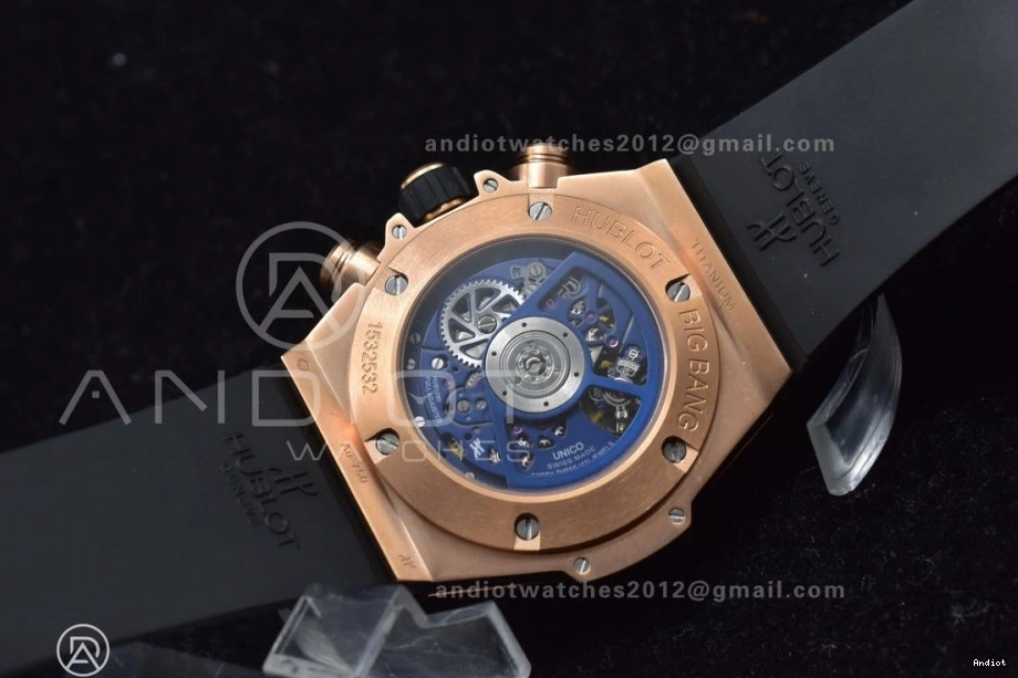 on 1:1 RG Strap Blue Unico Big Best Rubber Skeleton Blue Hublot Bang Dial ZF A1280 Edition 1122